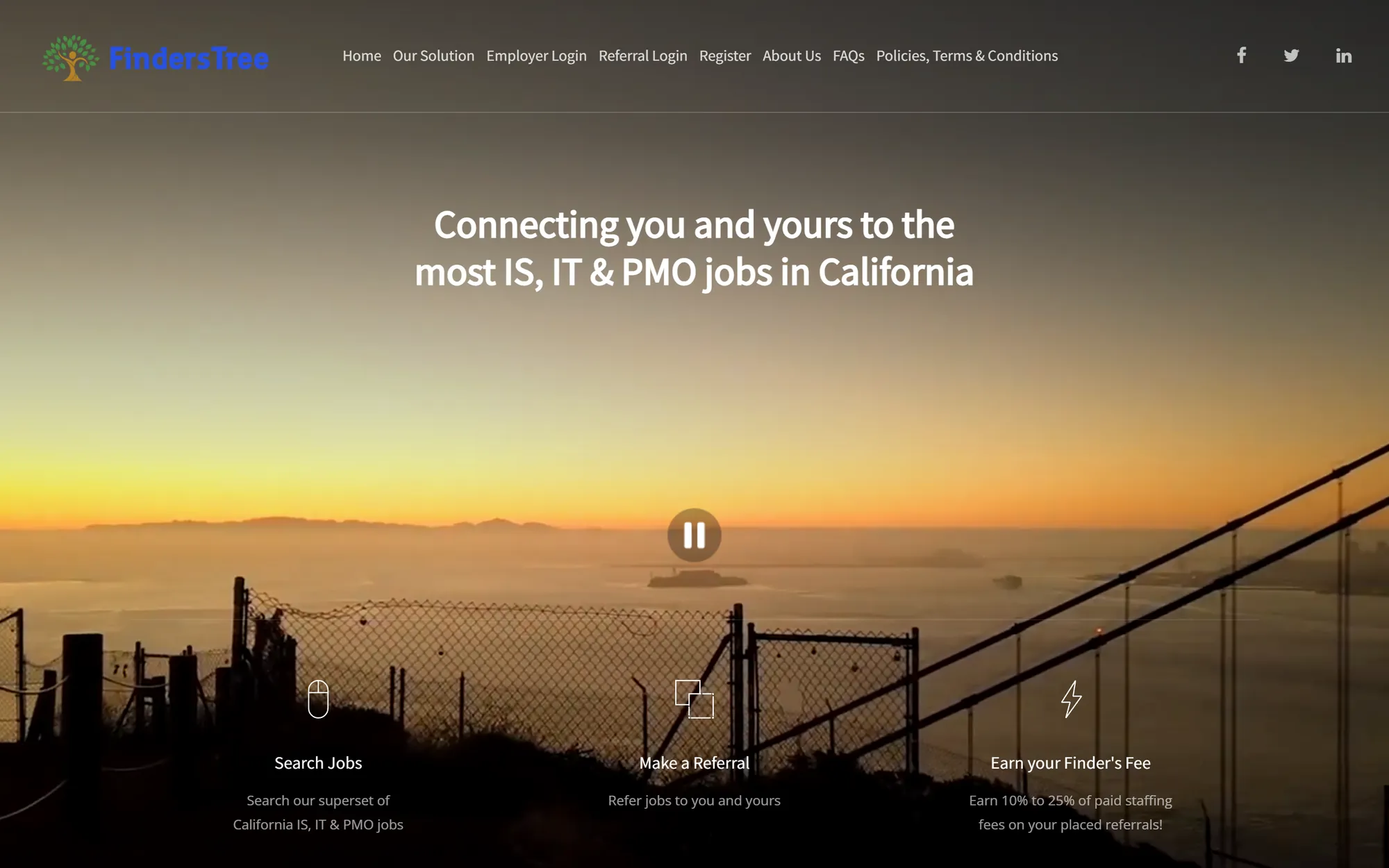 FindersTree home page: connecting you and yours to IS, IT and PMO jobs in California